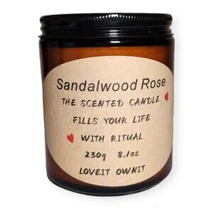 Bonodave Aromatherapy Scented Candle Single Wick Sandalwood Rose 8.1 oz 230 g